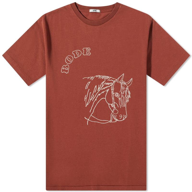 BODE Embroidered Pony T-Shirt Brown