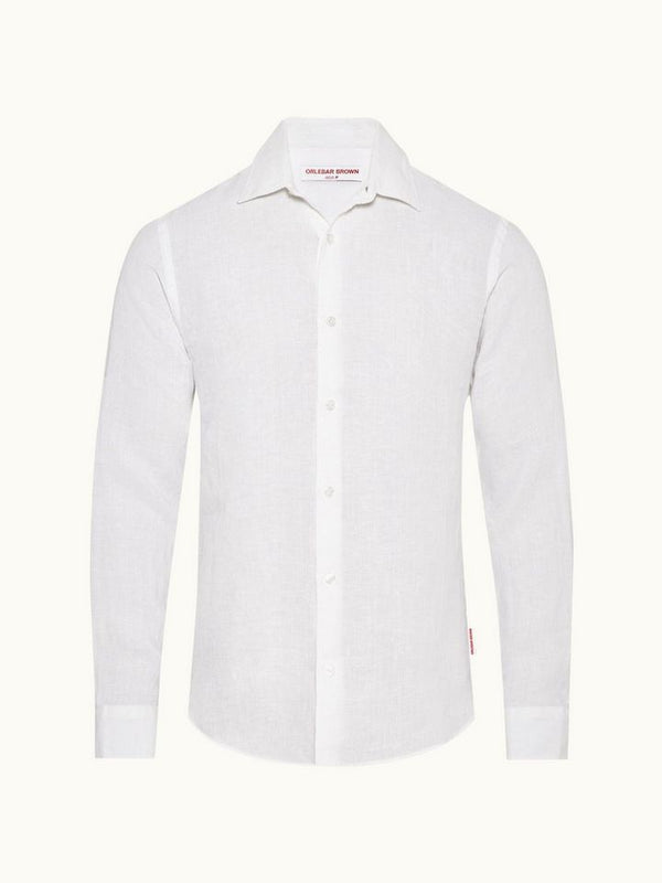 Giles Linen White Tailored-Fit Shirt