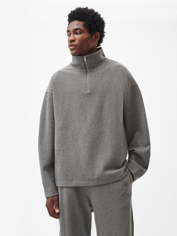 PANGAIA Men's Recycled Wool Jersey Half-Zip Sweater volcanic grey
