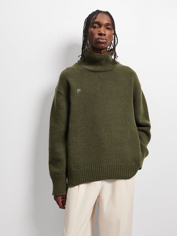 PANGAIA Men's Recycled Cashmere Turtleneck Sweater rosemary green