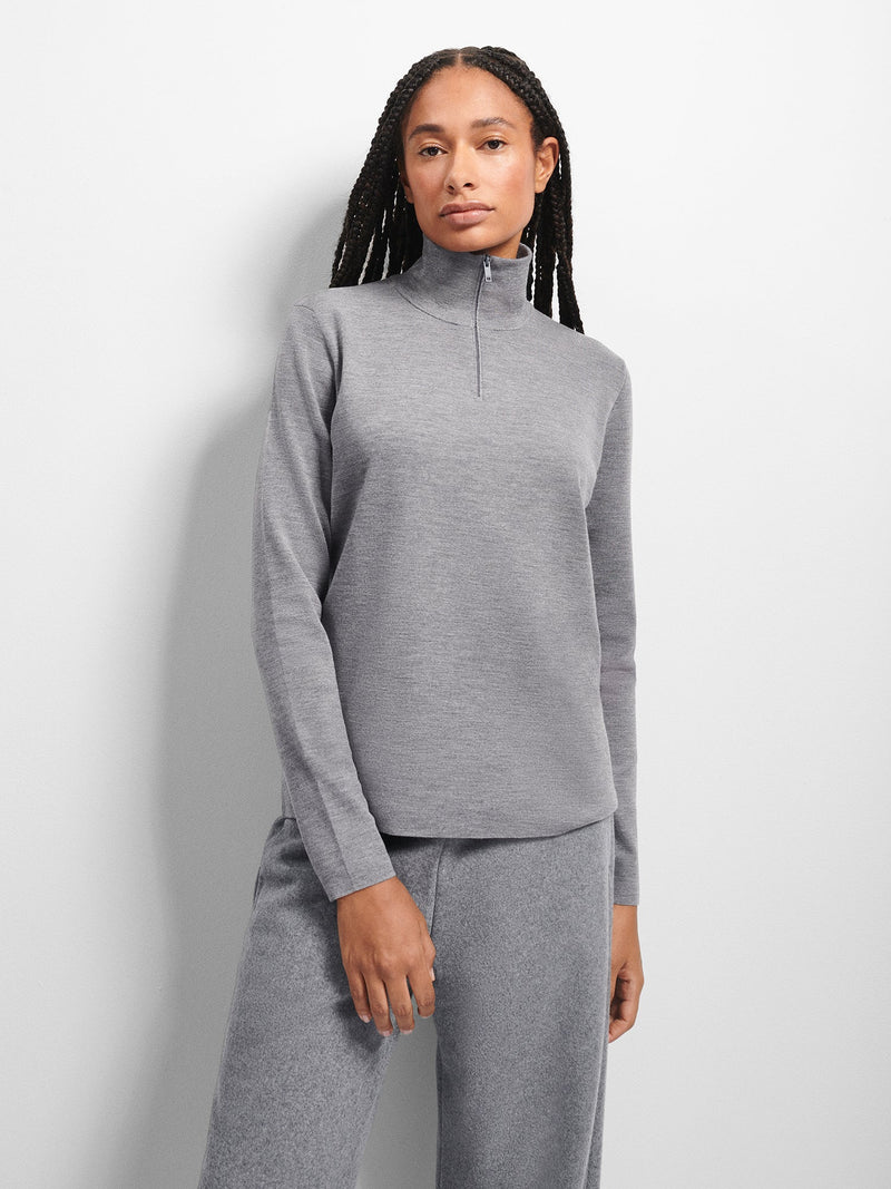 PANGAIA Regenerative Merino Wool Half-Zip Sweater greyarl 