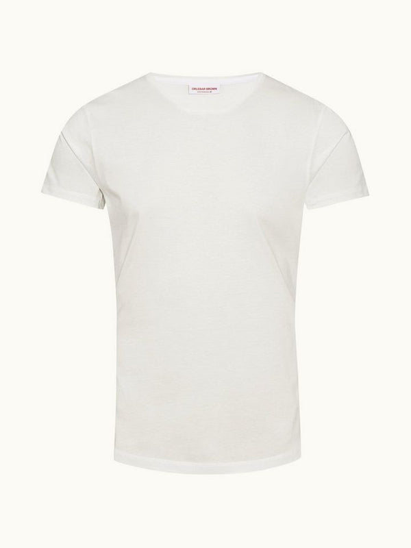 OBT Mercerised White Tailored Fit Crew Neck Cotton T-Shirt