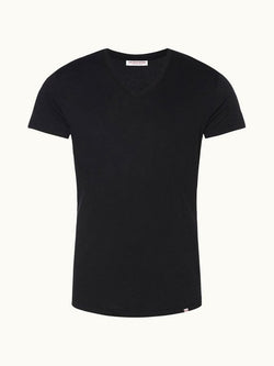 OBV Black Tailored Fit V-Neck T-Shirt