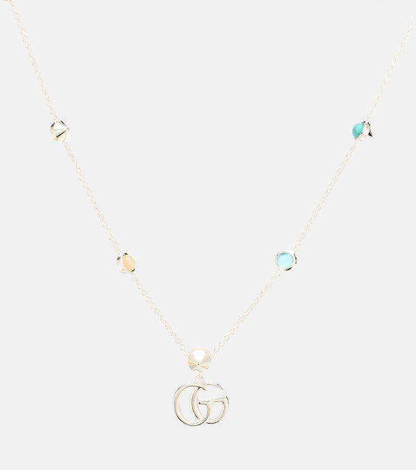 Gucci Double G mother-of-pearl and topaz-embellished sterling silver necklace
