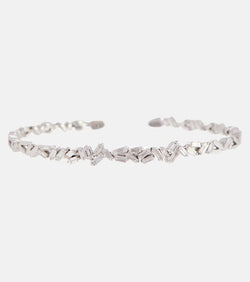 Suzanne Kalan 18kt white gold cuff bracelet with white diamonds