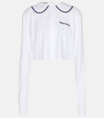Miu Miu Cropped cotton jersey top