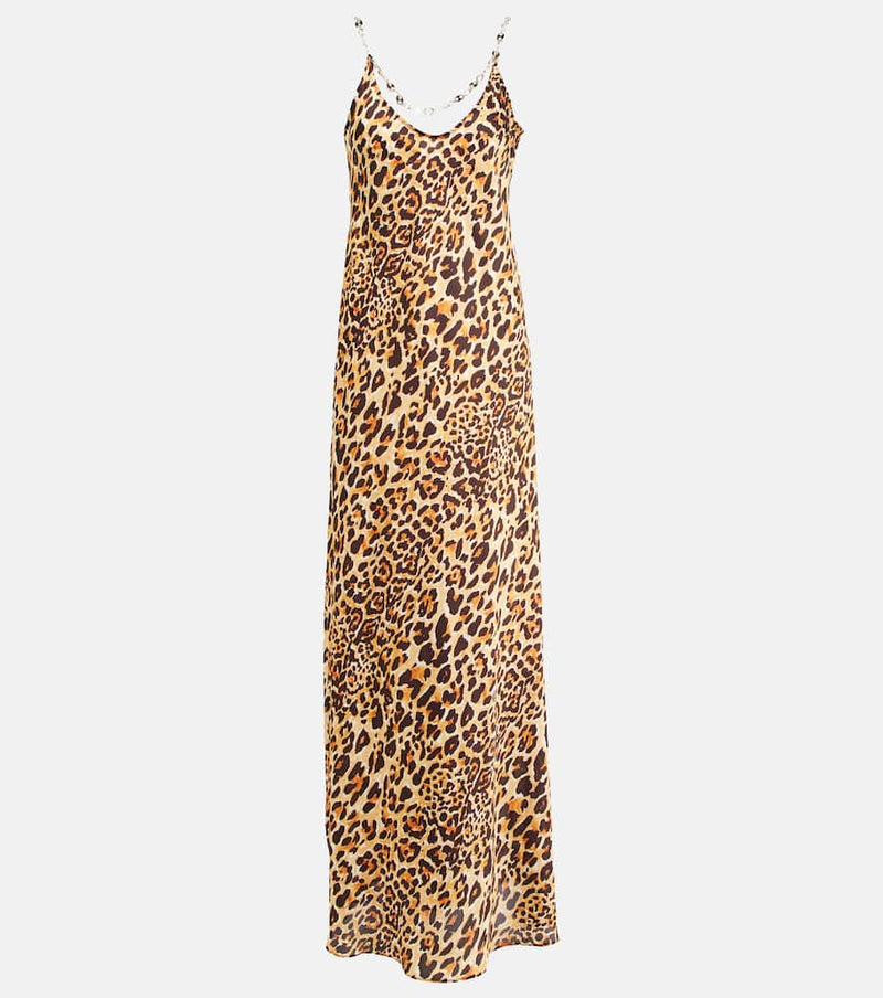 Rabanne Embellished leopard-print maxi dress