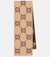 Gucci GG jacquard wool and silk scarf