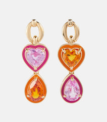 Nadine Aysoy Catena Double Stone 18kt gold earrings with enamel and sapphires