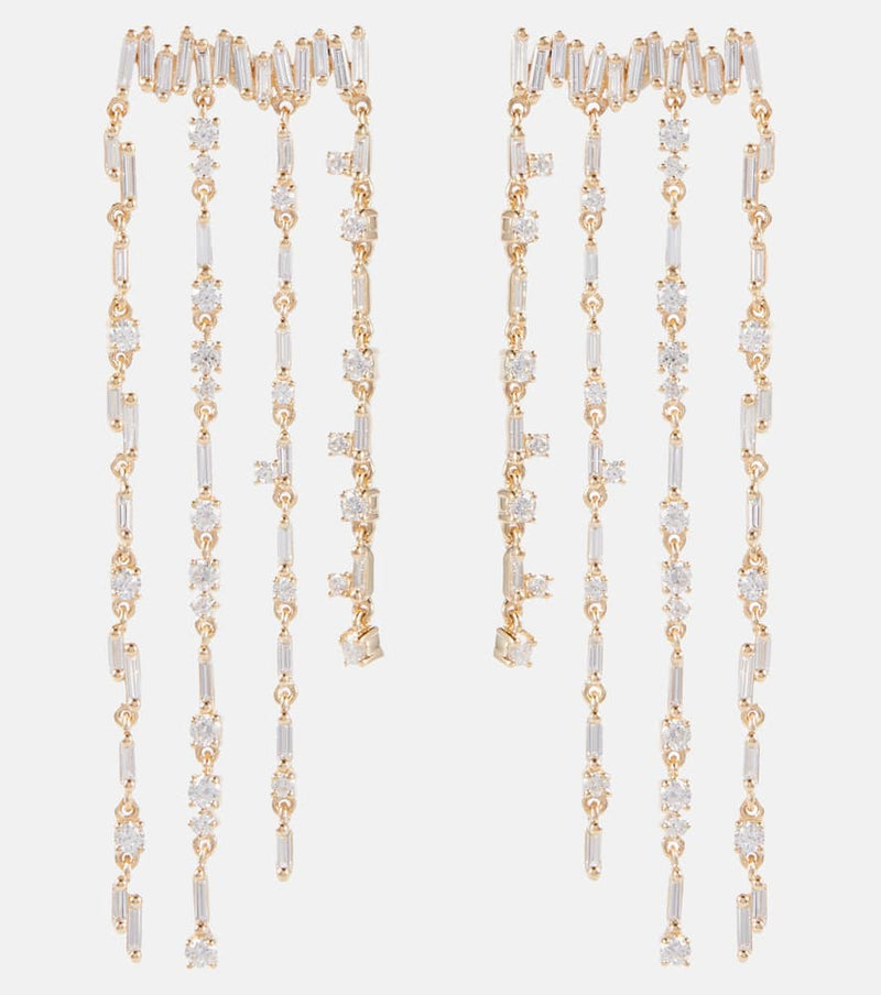 Suzanne Kalan 18kt gold fringe earrings with diamonds