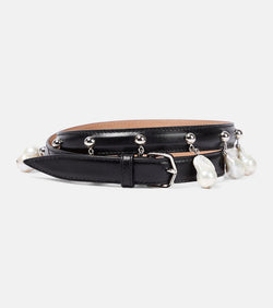 Alaïa Faux pearl-embellished leather belt
