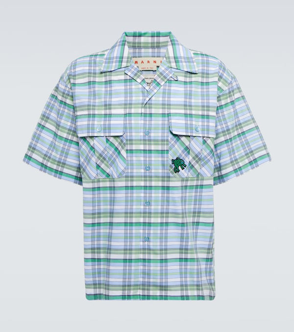 Marni Checked cotton voile bowling shirt