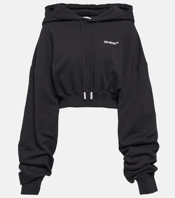 Off-White Logo cropped cotton jersey hoodie