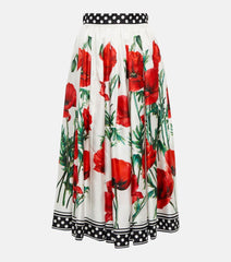 Dolce & Gabbana Floral high-rise silk midi skirt