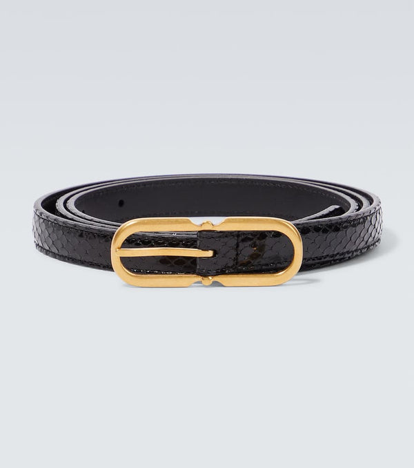 Saint Laurent Snake-effect leather belt