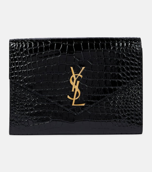 Saint Laurent Cassandre croc-effect leather pouch