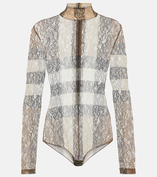 Burberry Checked lace bodysuit