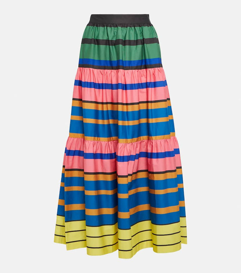 Staud Sea striped cotton midi skirt