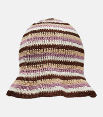 Anna Kosturova Striped crochet cotton bucket hat