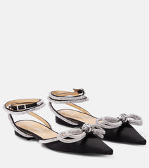 Mach & Mach Double Bow embellished satin flats