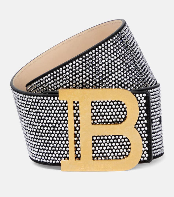 Balmain B-Belt embellished suede belt