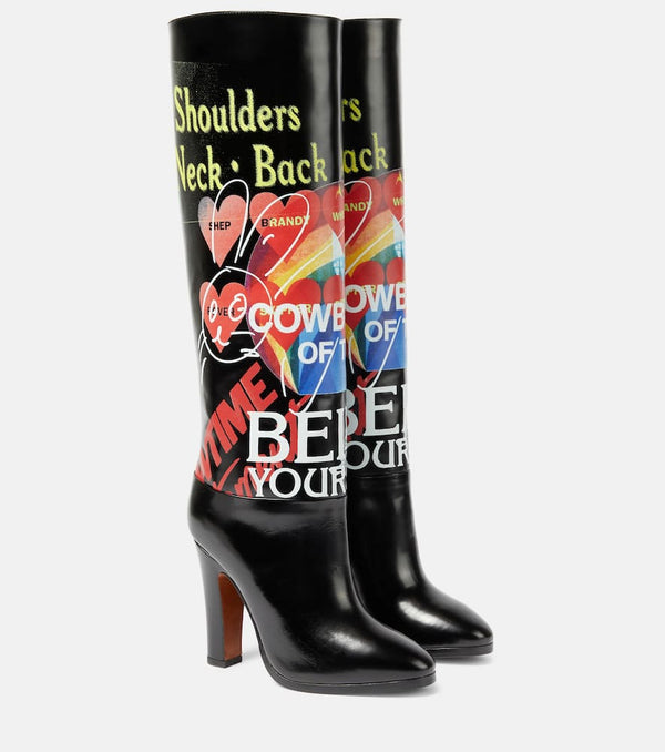 Vivienne Westwood Midas printed leather knee-high boots
