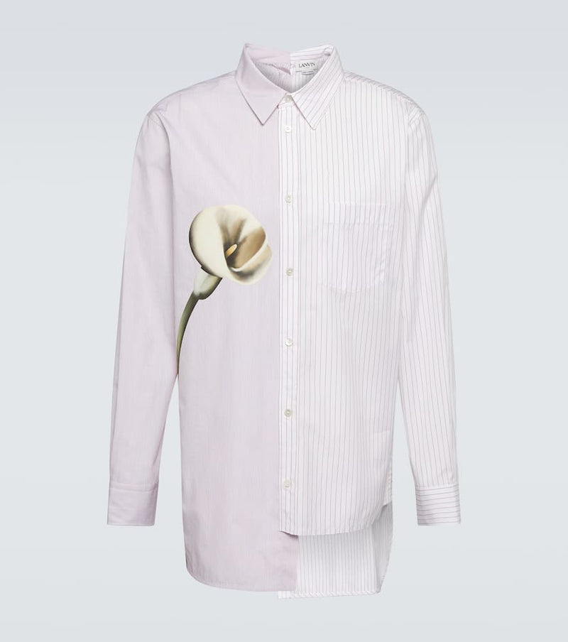 Lanvin Asymmetric printed cotton poplin shirt