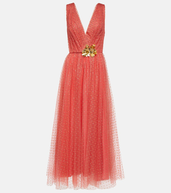 Monique Lhuillier Embellished tulle maxi gown