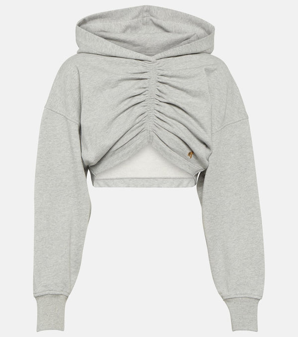 Palm Angels Cropped cotton jersey hoodie