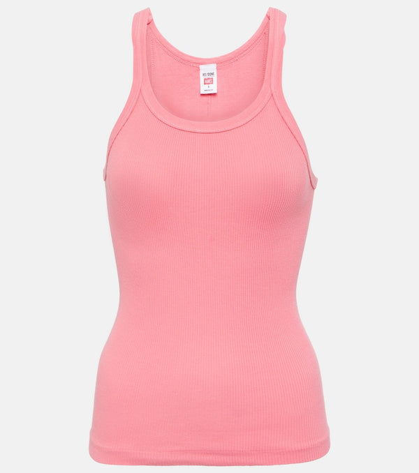 Re/Done Ribbed-knit cotton tank top