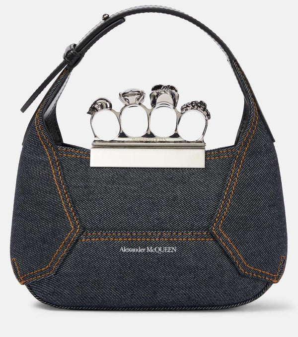 Alexander McQueen Jewelled Mini denim shoulder bag