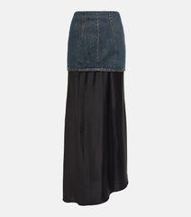 MM6 Maison Margiela Asymmetric denim and satin maxi skirt