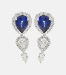 Yeprem Reign Supreme 18kt white gold earrings with diamonds and sapphires
