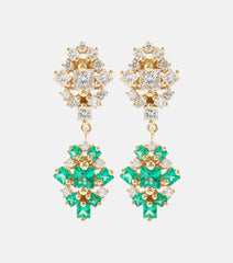 Suzanne Kalan La Fantaisie 18kt gold drop earrings with diamonds and emeralds