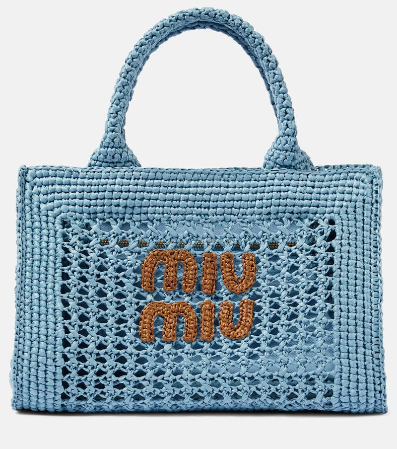 Miu Miu Logo crochet tote bag