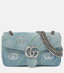 Gucci GG Marmont embellished denim shoulder bag