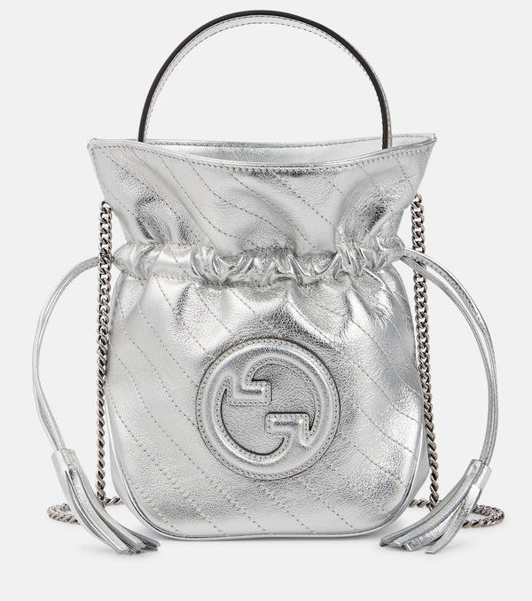 Gucci Gucci Blondie Mini metallic leather bucket bag