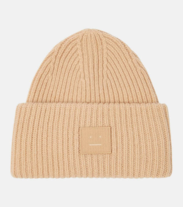 Acne Studios Large Face ribbed-knit wool beanie