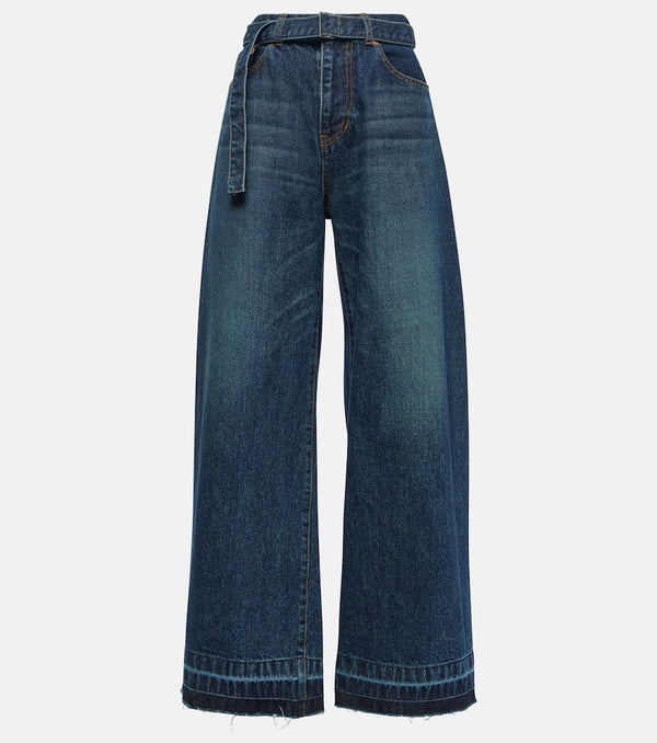 Sacai Belted high-rise wide-leg jeans