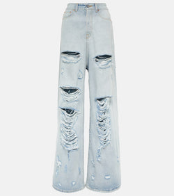 Vetements Distressed wide-leg jeans