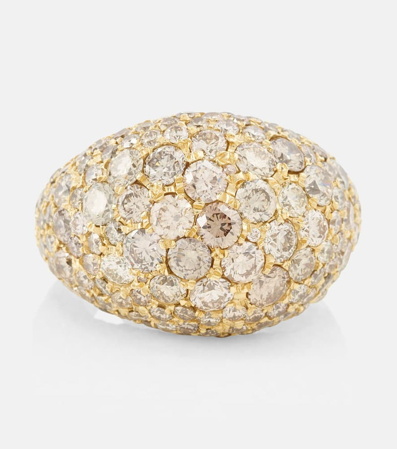 Octavia Elizabeth Champagne Dome 18kt gold ring with diamonds