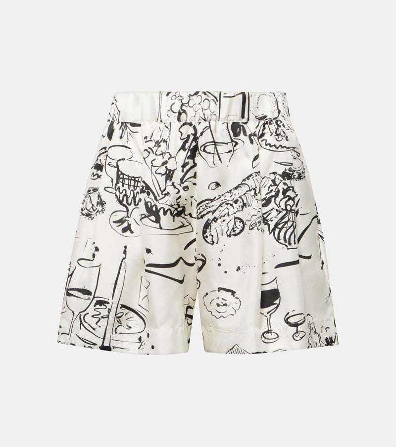 Asceno Zurich printed silk twill shorts