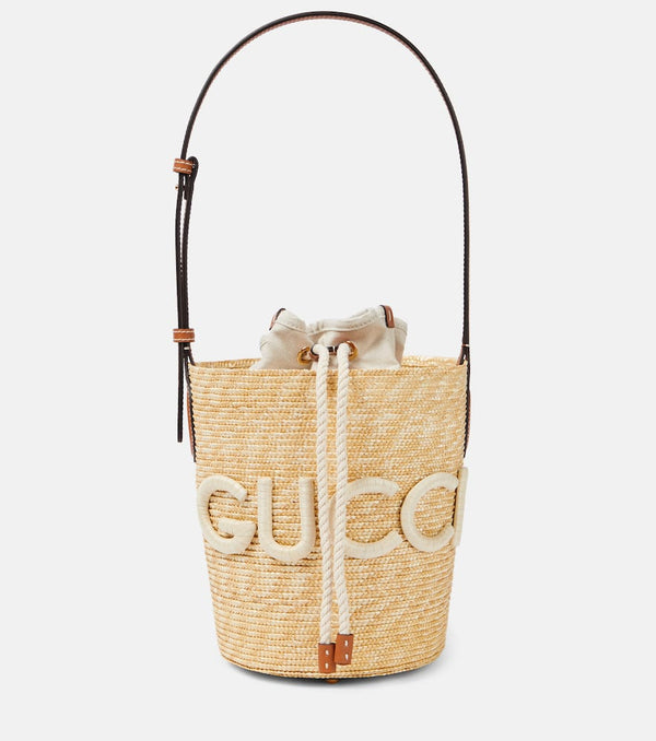 Gucci Gucci Summer Small leather-trimmed bucket bag