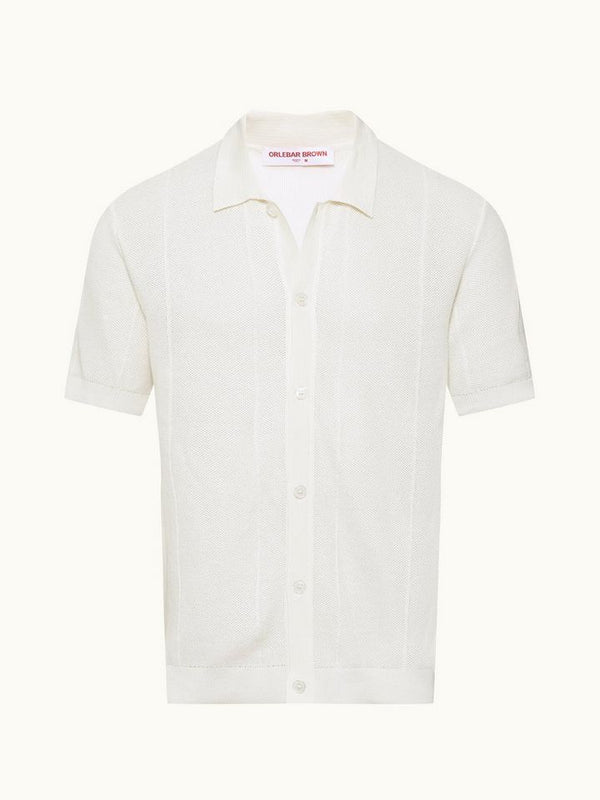 Tiernan Classic Fit Capri Collar Drop Needle Mercerised Cotton Shirt In White