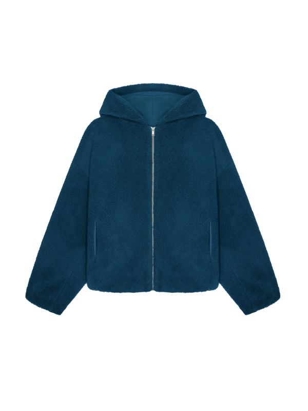 PANGAIA Recycled Wool Fleece Reversible Bomber Jacket storm blue