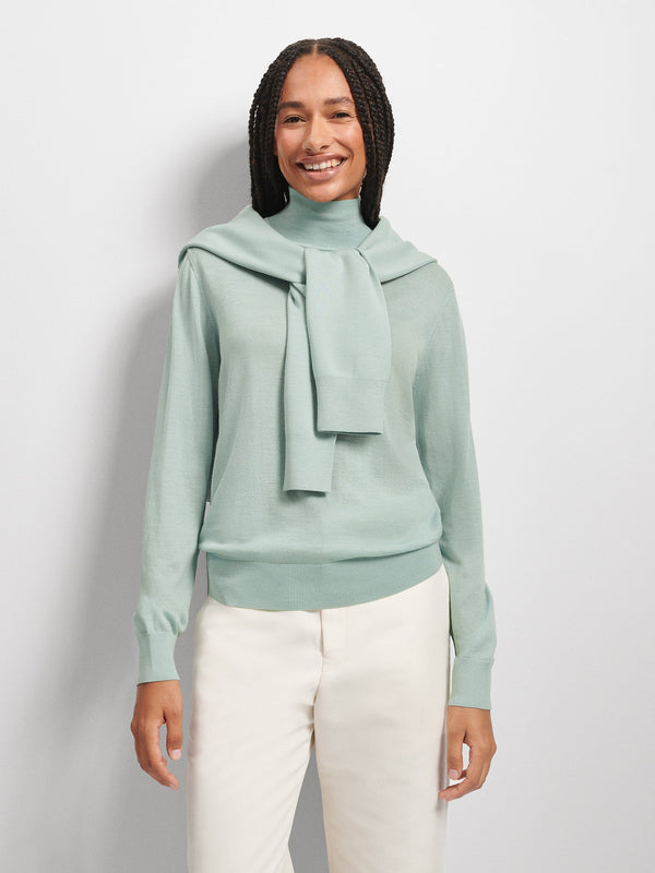 PANGAIA Women's Regenerative Merino Wool Turtleneck Sweater eucalyptus Blue