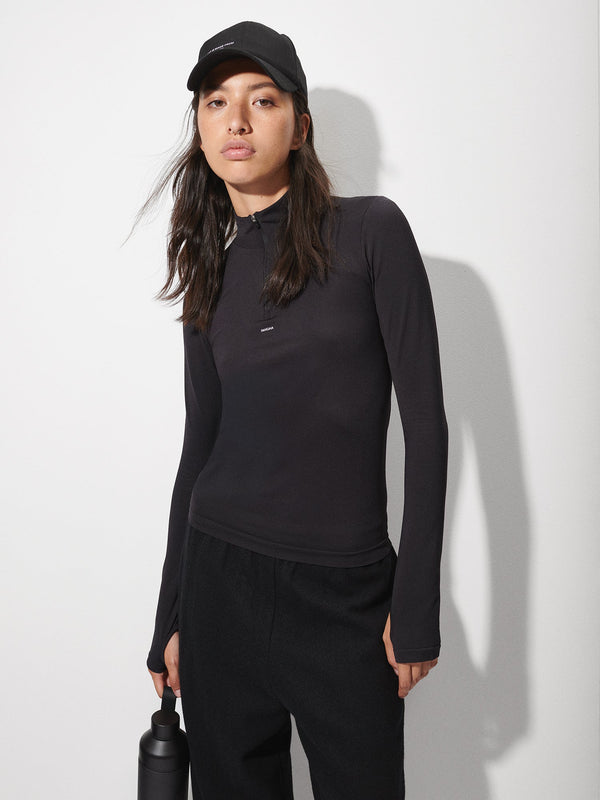 PANGAIA Women's Plant-Stretch Zipped Long Sleeve Top black 