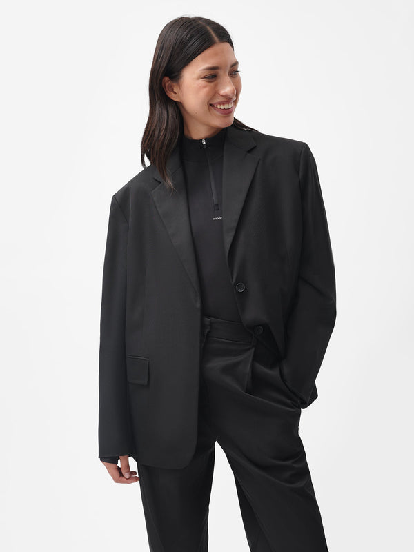 PANGAIA Women's Cotton Oversized Tailored Blazer black