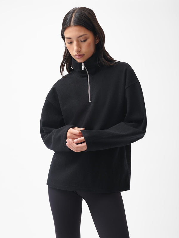 PANGAIA Women's Recycled Wool Jersey Half-Zip Sweater black 