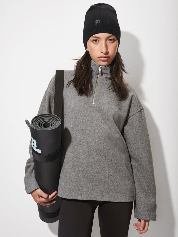 PANGAIA Women's Recycled Wool Jersey Half-Zip Sweater volcanic grey